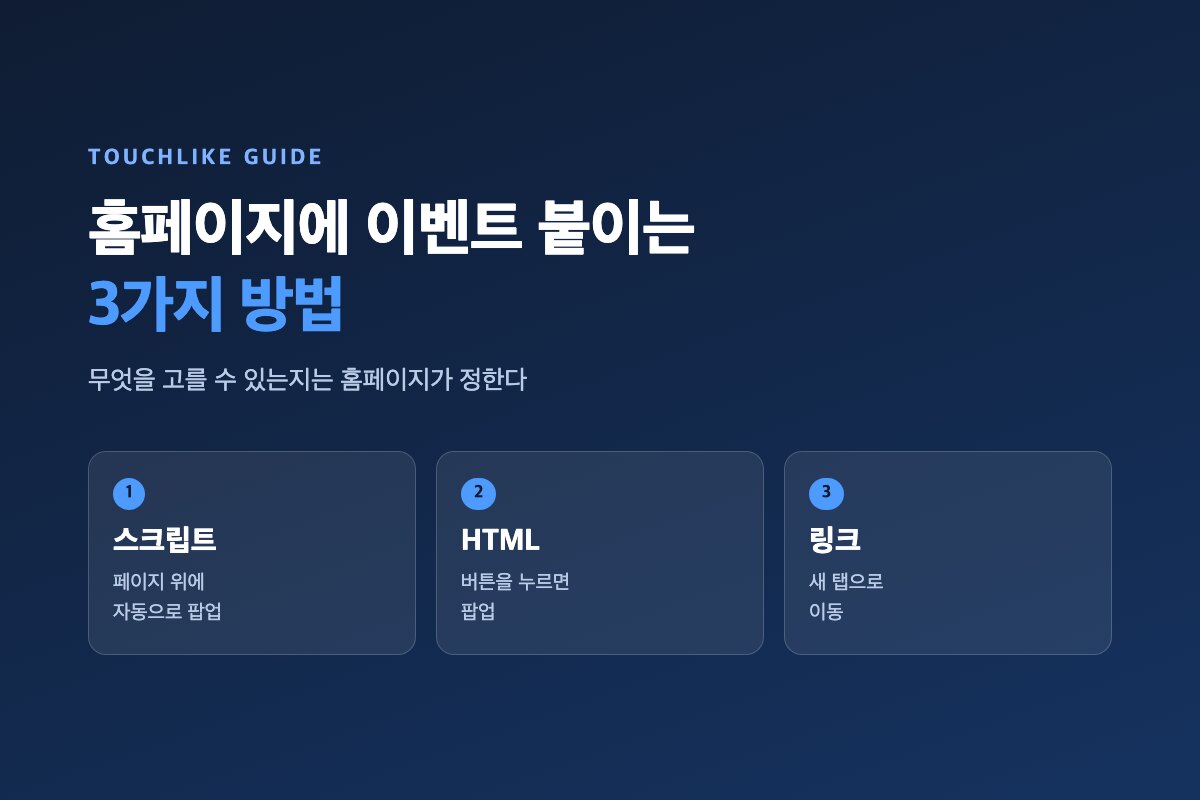 홈페이지에 이벤트 붙이는 3가지 방법 — 스크립트·HTML·링크
